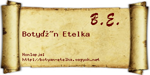 Botyán Etelka névjegykártya