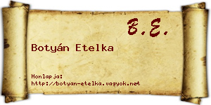 Botyán Etelka névjegykártya
